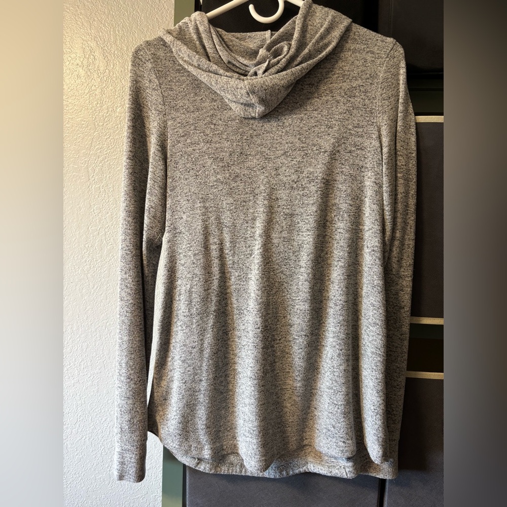 Gray Hooded Nursing Sweatshirt - Comfortable Layered Maternity Top - Picture 2 of 4